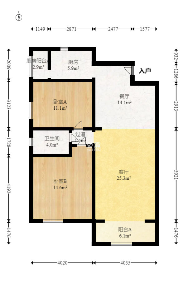 香河公寓  2室2廳1衛(wèi)   72.00萬