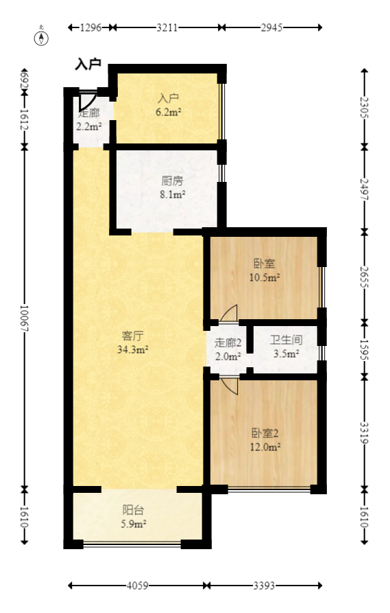 佳美紫郡  3室2厅1卫   62.80万室内图1