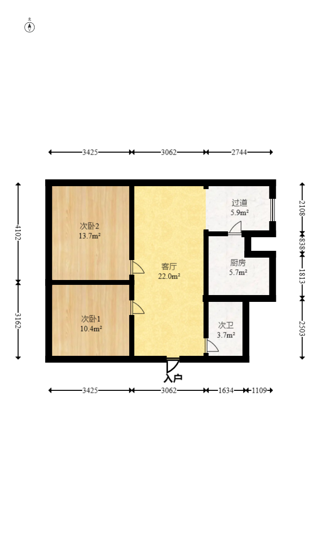 摩天一号 1室1厅1卫 54.0万 摩天一号 1室1厅1卫 54.0万户型图