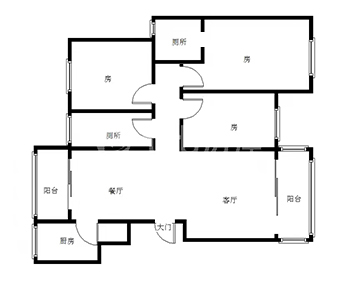 华瓷家园  3室2厅2卫   68.00万室内图
