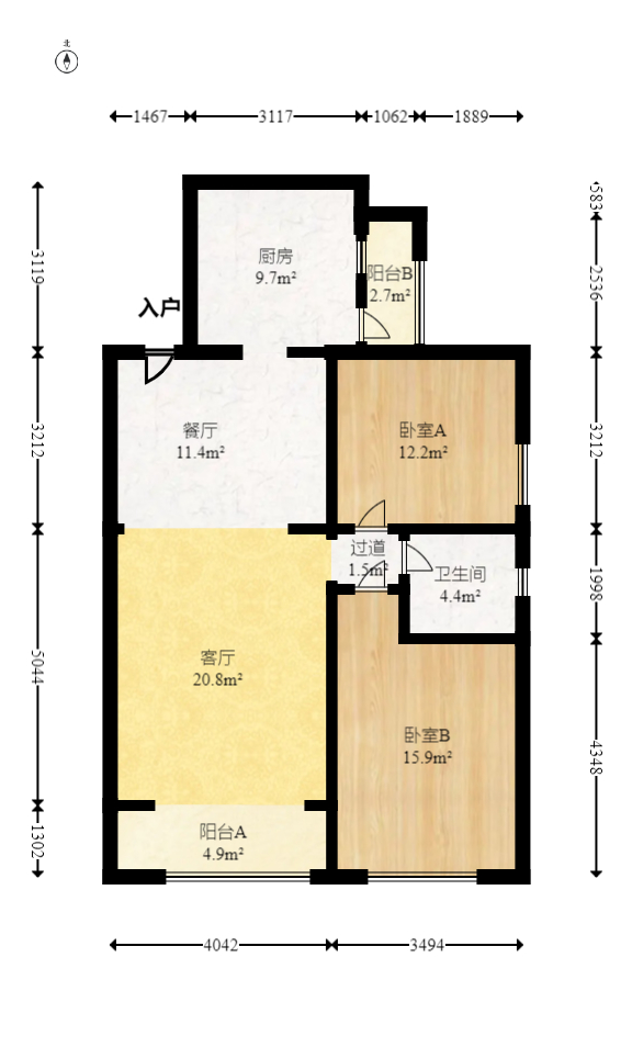 山水嘉园  3室1厅1卫   79.00万室内图1