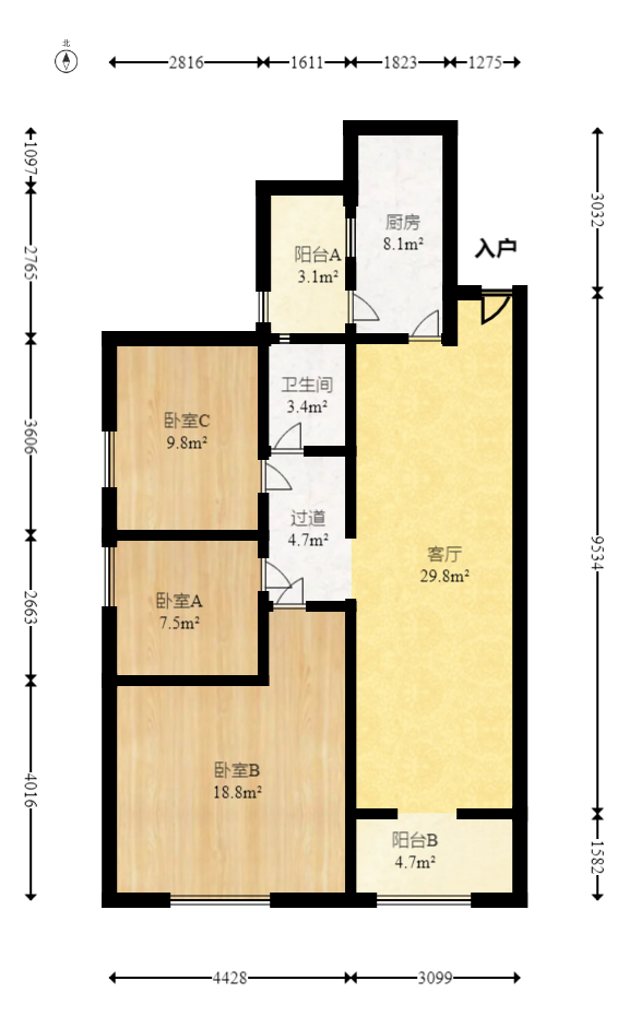山水嘉园  3室2厅1卫   59.80万室内图1