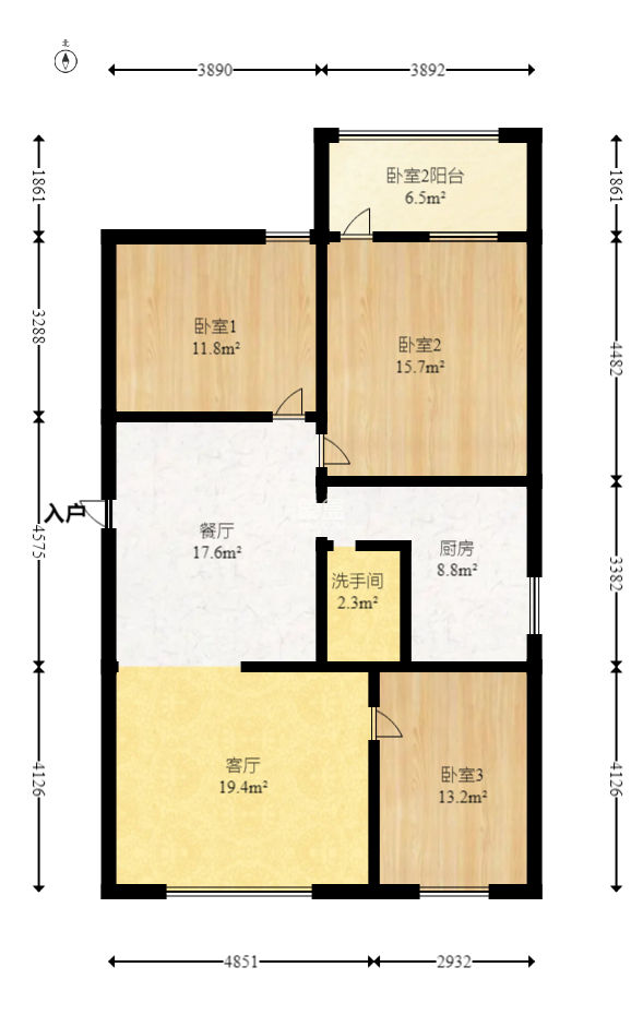 遥感中心  3室1厅1卫   55.00万