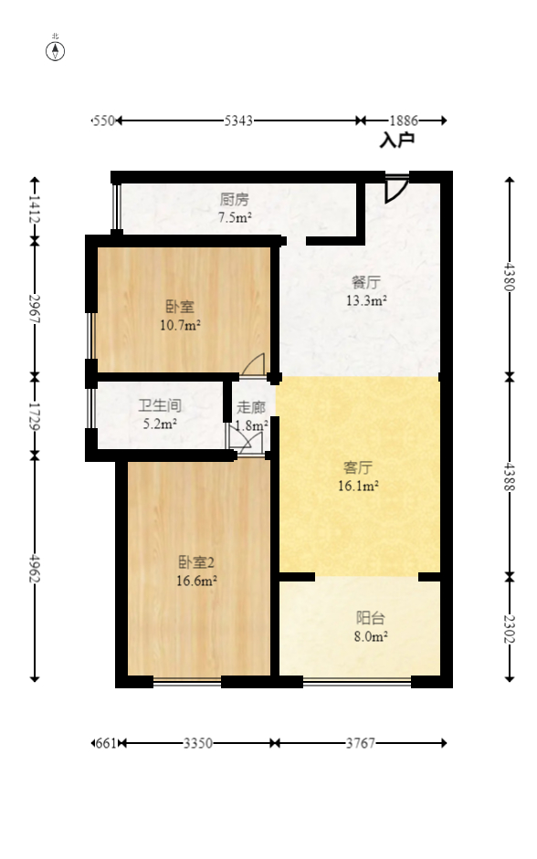 旭辉华庭 2室2厅1卫 52.8万 旭辉华庭 2室2厅1卫 52.8万户型图