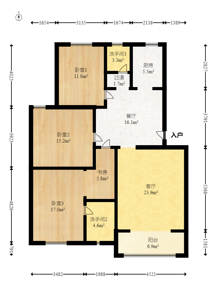 梅苑家园 3室2厅2卫 66.8万 梅苑家园 3室2厅2卫 66.8万户型图