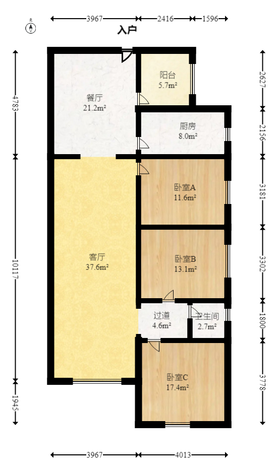 悦湖山 3室2厅1卫 83.0万 悦湖山 3室2厅1卫 83.0万户型图