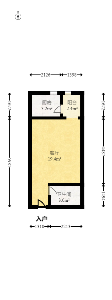 未来漫城  1室0厅1卫    34.0万室内图1