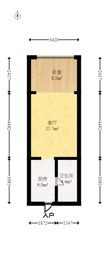 米兰春天  1室1厅1卫   30.00万室内图1