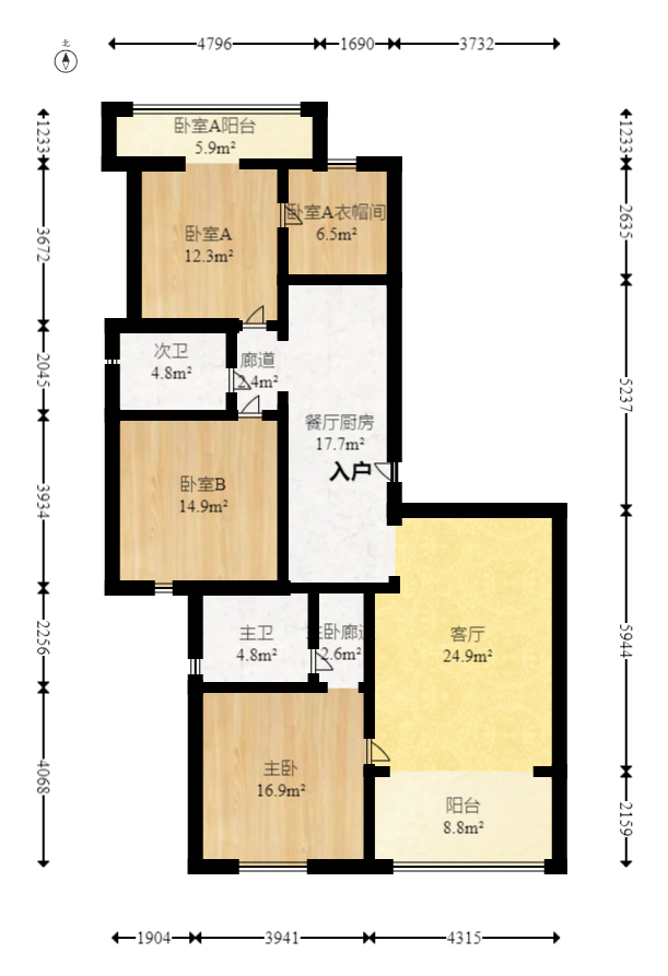 中建麓山和苑  3室2厅2卫   105.60万室内图1