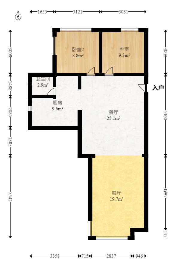 芙蓉万国城MOMA（卓越汇富苑）  4室2厅2卫   112.00万室内图1