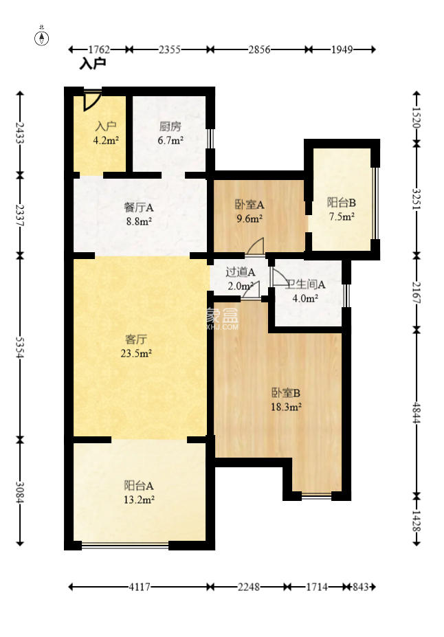 华盛世纪新城  2室2厅1卫   88.00万室内图1