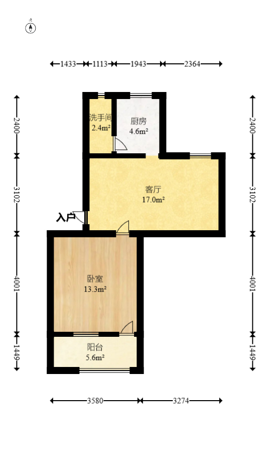 长重机械厂宿舍  2室1厅1卫   58.00万室内图1