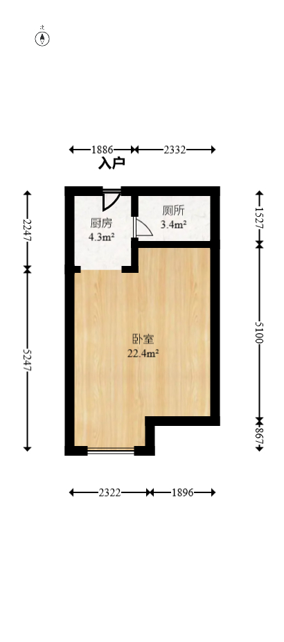 阳光100二期 1室1厅1卫 25.97万 阳光100二期 1室1厅1卫 25.97万户型图