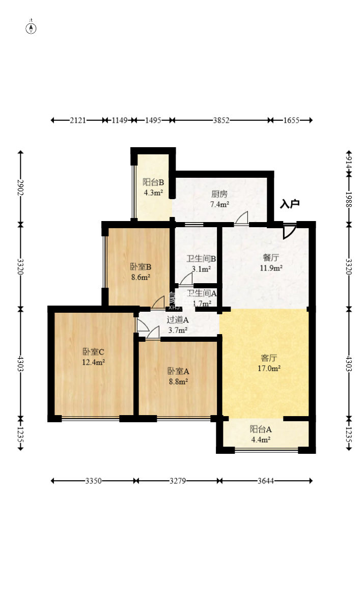 藍(lán)光幸福滿庭  3室2廳1衛(wèi)   104.80萬