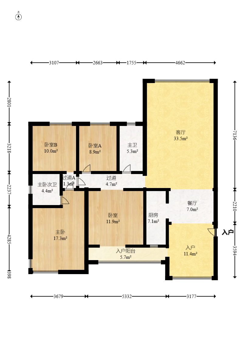 幸福洋房 4室2厅2卫 70.0万 幸福洋房 4室2厅2卫 70.0万户型图