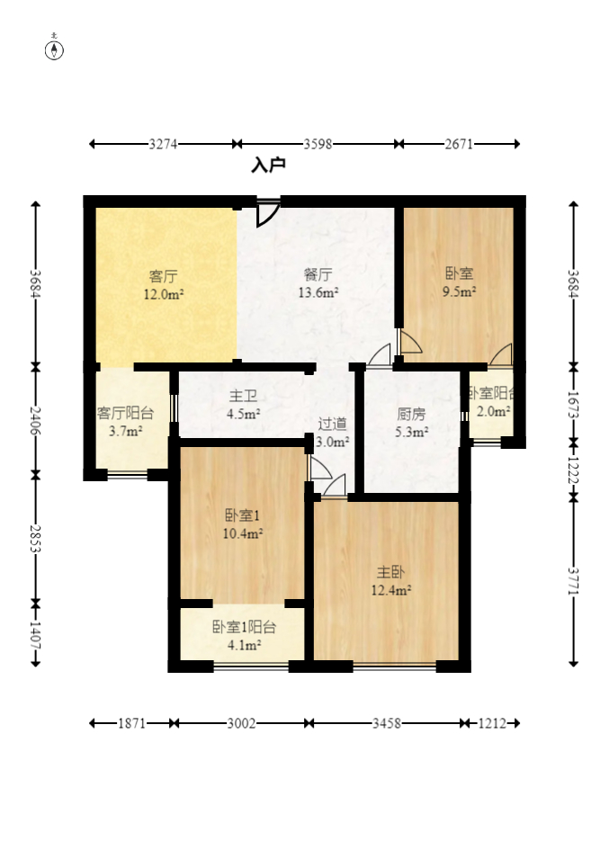 三一街区 3室2厅1卫 68.0万 三一街区 3室2厅1卫 68.0万户型图