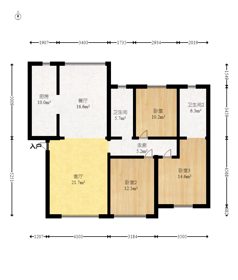 金科天悦（金科美邻汇）  3室2厅2卫   88.80万室内图1
