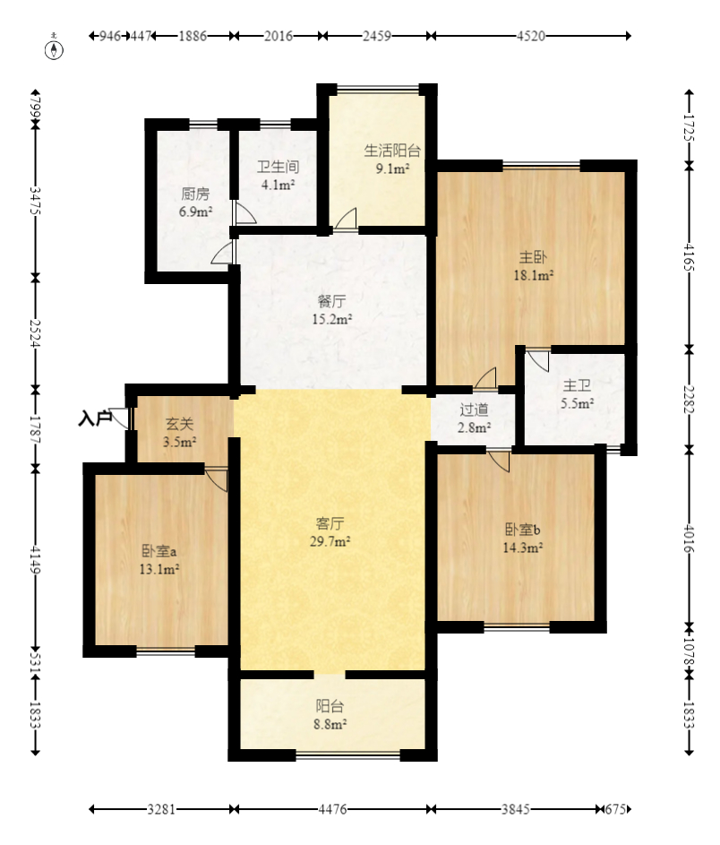 百合湖滨花园 4室2厅2卫 88.0万 百合湖滨花园 4室2厅2卫 88.0万户型图