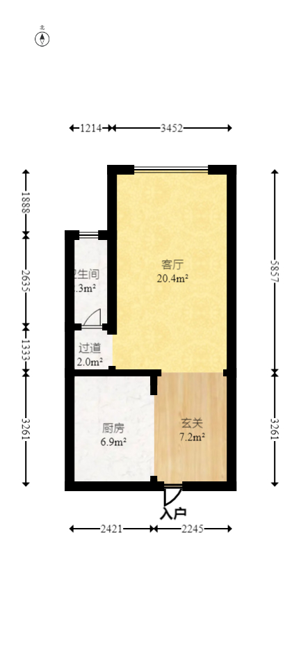 勤诚达新界  1室1厅1卫    43.8万 勤诚达新界  1室1厅1卫    43.8万户型图