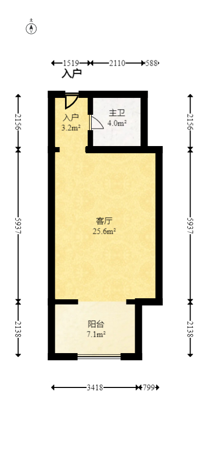 国储电脑城  1室1厅1卫   38.00万室内图1