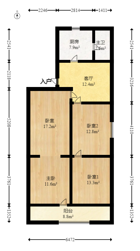 朝阳一、二村  4室1厅1卫   56.80万室内图1