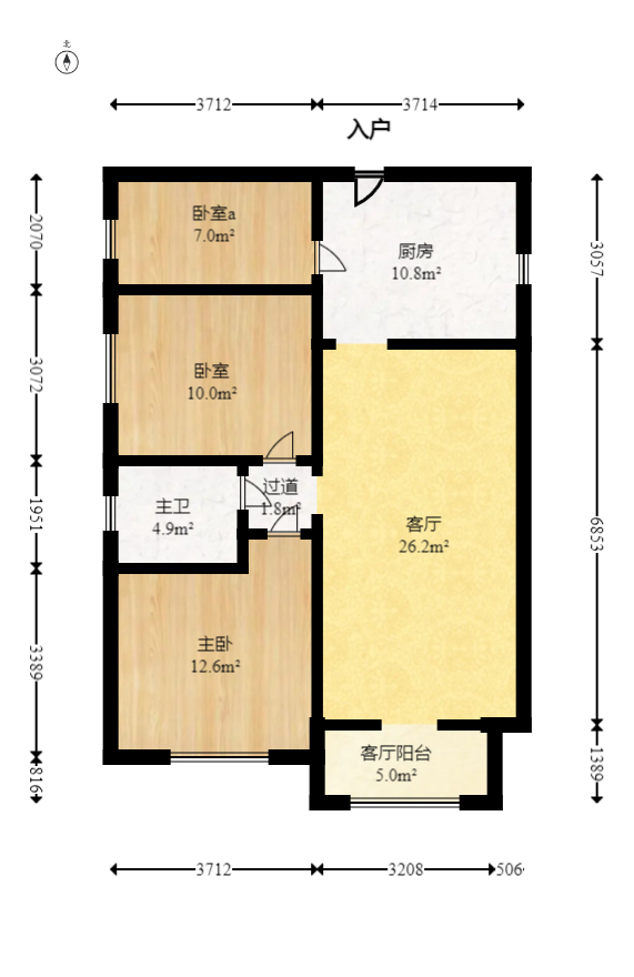 永宏万家里  3室2厅1卫   76.80万室内图1