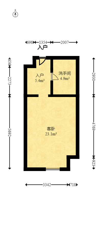 融科檀香山（融科紫檀、香山国际）  1室1厅1卫   35.00万室内图1