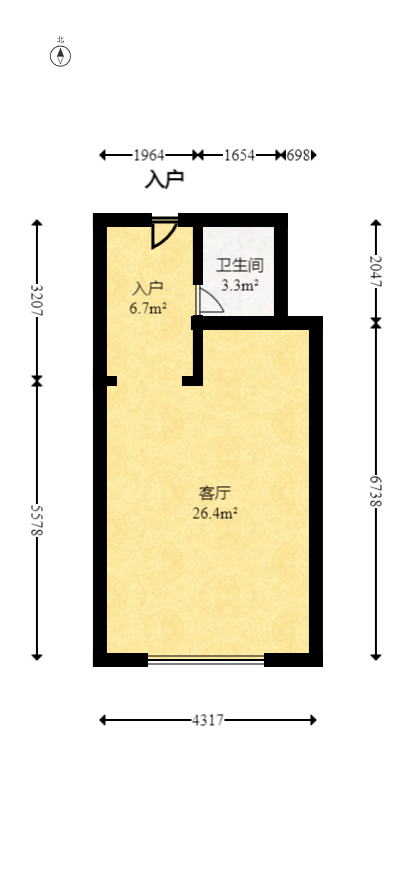 恒泰广场  1室1厅1卫   39.50万室内图1
