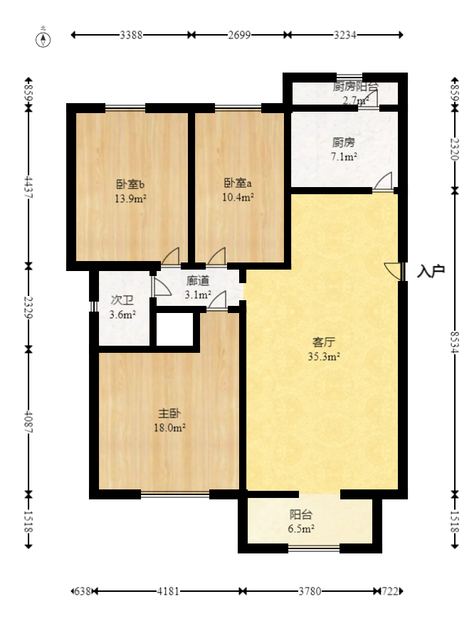山水英伦 3室2厅2卫 72.0万 山水英伦 3室2厅2卫 72.0万户型图