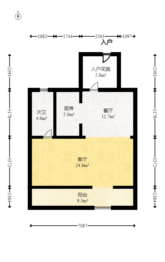 建发央著  3室2厅1卫   207.00万室内图1