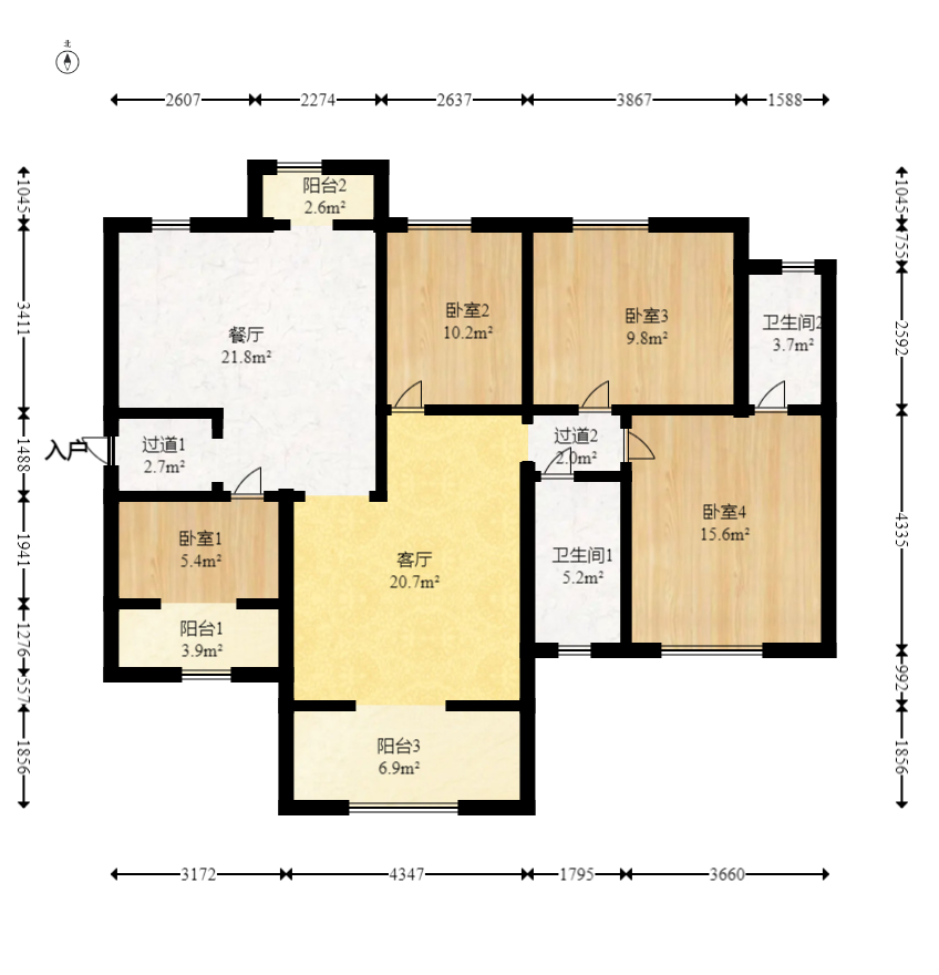 润和滨江广场(润和中央广场) 4室2厅2卫 95.8万 润和滨江广场(润和中央广场) 4室2厅2卫 95.8万户型图