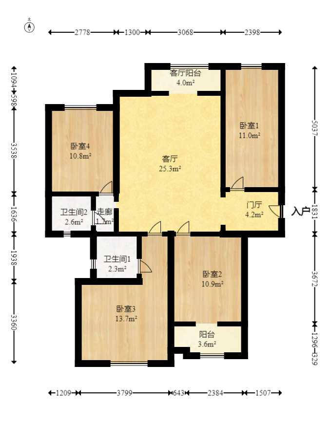 嘉福长安郡（融信澜悦、嘉福好美家园）  3室2厅2卫   88.00万室内图1