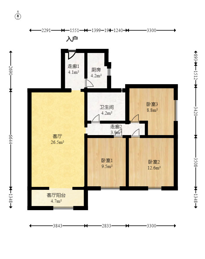 中南红领邦（红星嘉和苑）  3室2厅1卫   97.00万