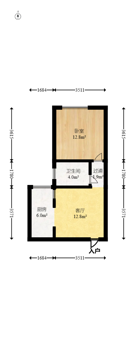 上东辛顿公寓  1室1厅1卫   38.00万室内图1
