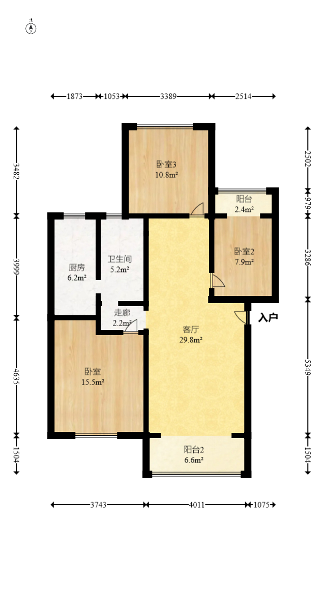 东岸锦城(东方人家)  3室1厅1卫   70.00万室内图1