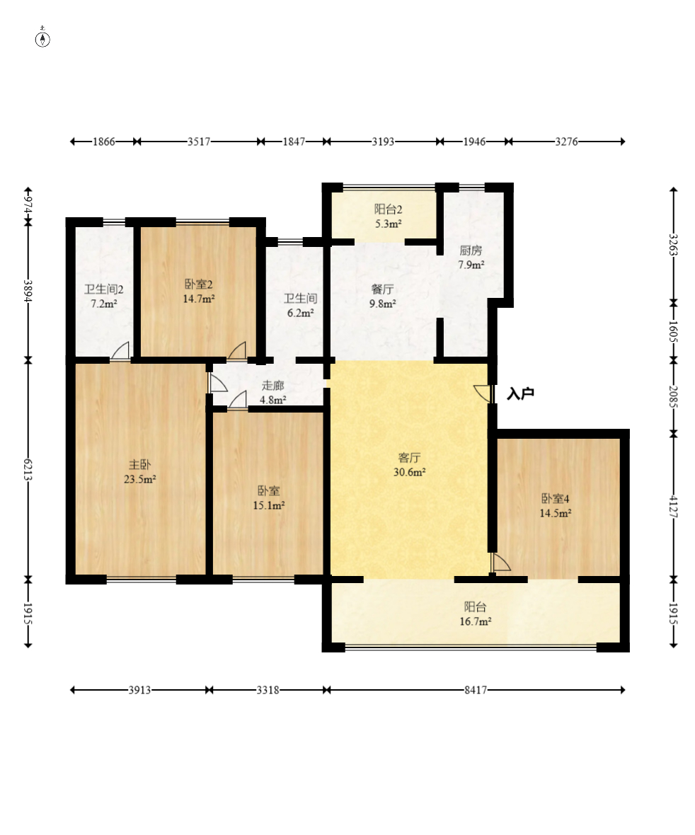 中交中央公园D3区 4室2厅2卫 208.0万 中交中央公园D3区 4室2厅2卫 208.0万户型图