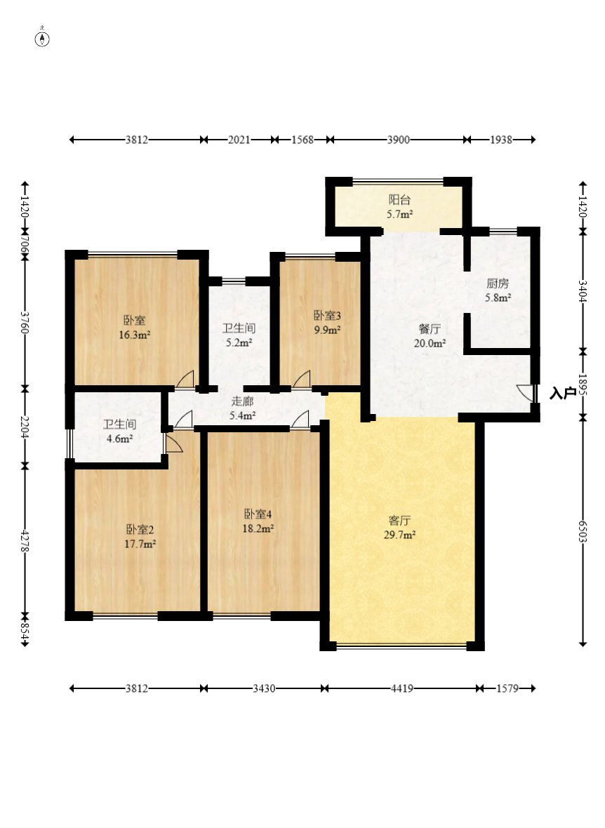中交中央公园D3区  4室2厅2卫   175.00万室内图1