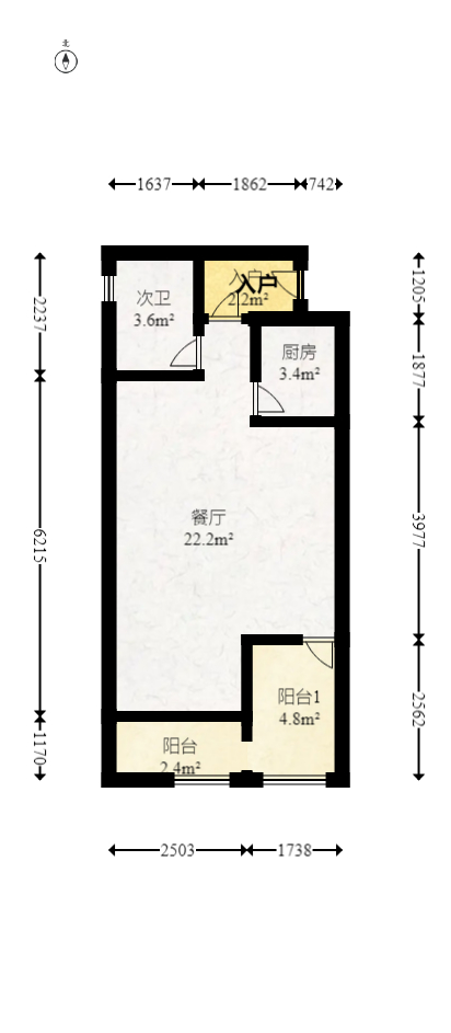 禧福新城  1室1厅1卫   75.00万室内图1