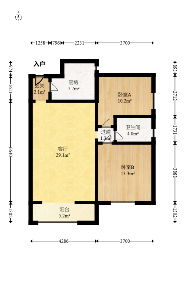 圣爵菲斯  2室2厅1卫   82.00万室内图1