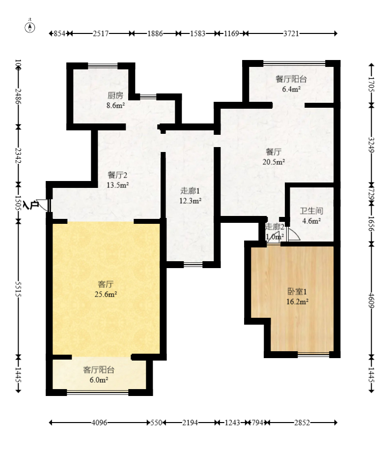 满庭芳小区  3室2厅2卫   116.00万室内图1