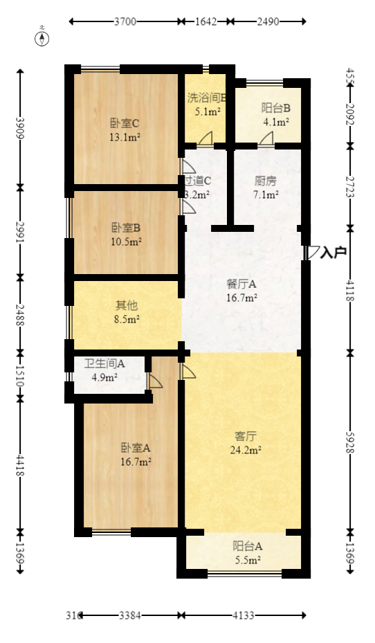 万科魅力之城  4室2厅2卫   160.00万室内图1