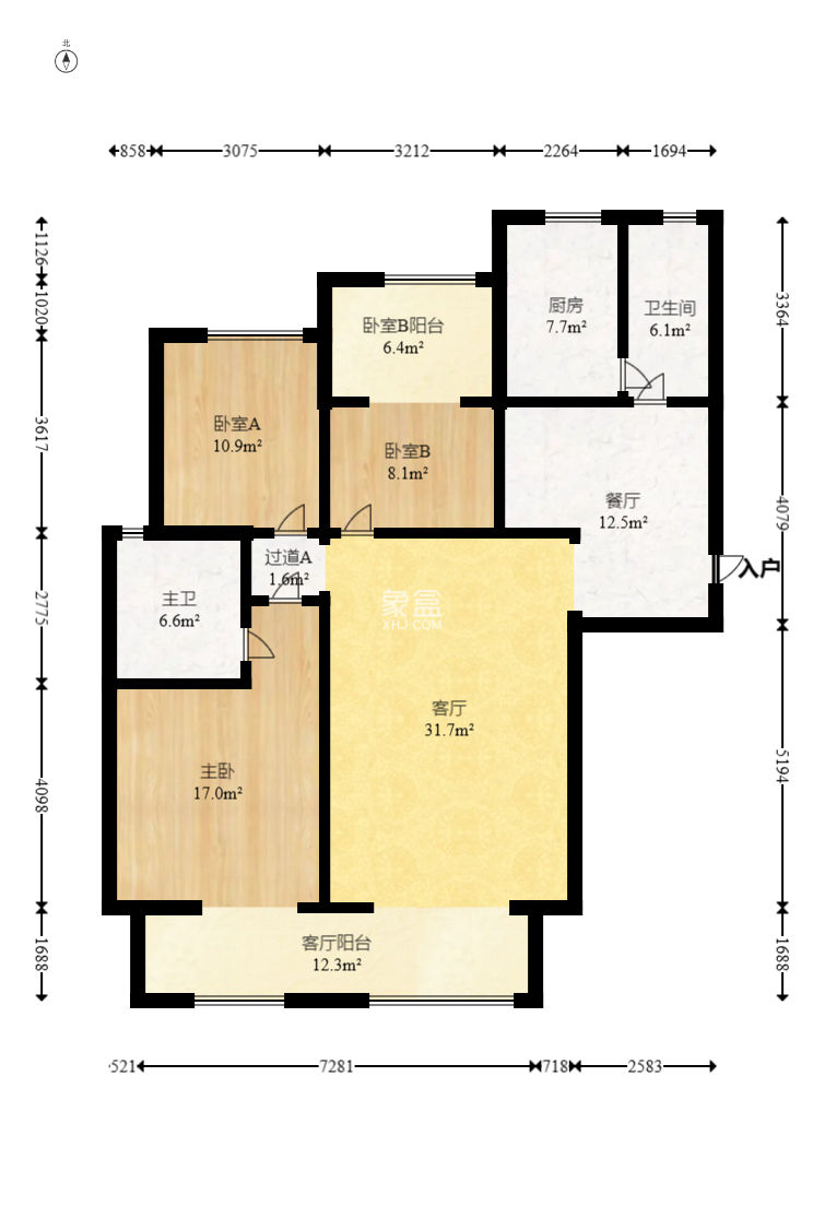 八方小区B区  3室2厅2卫   440.00万