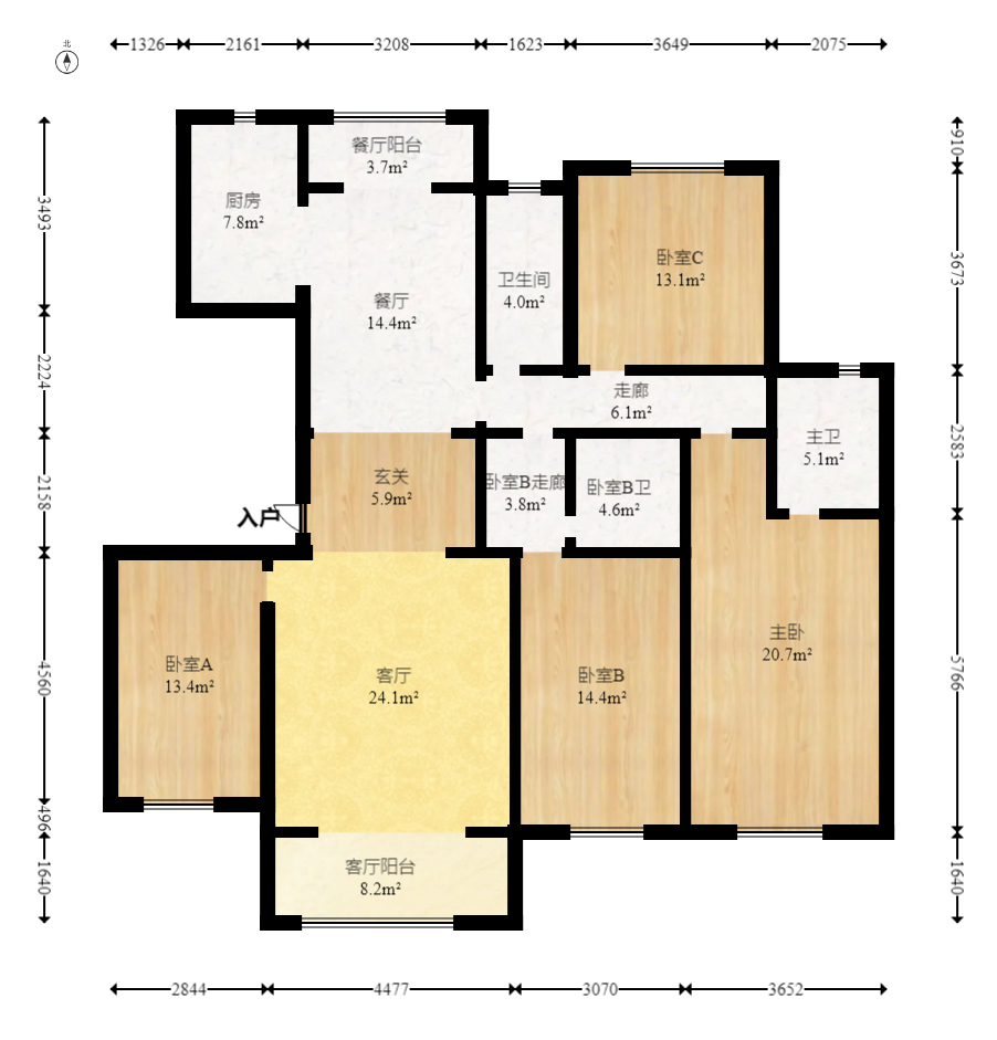 长沙美的梧桐庄园  4室2厅3卫   178.00万室内图1
