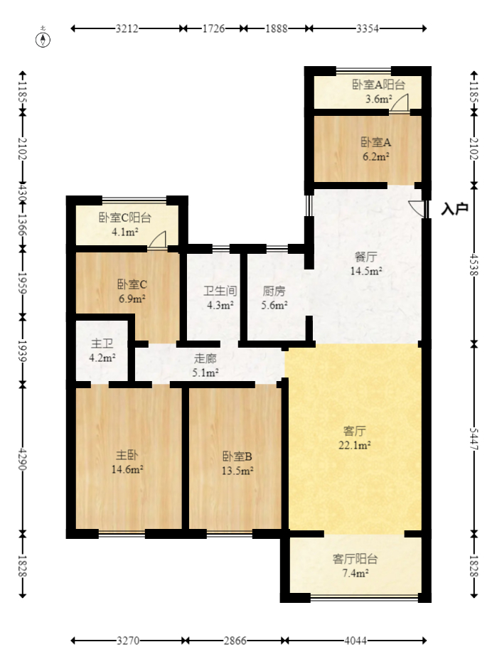大唐印象二期御府  4室2厅2卫   125.00万室内图1