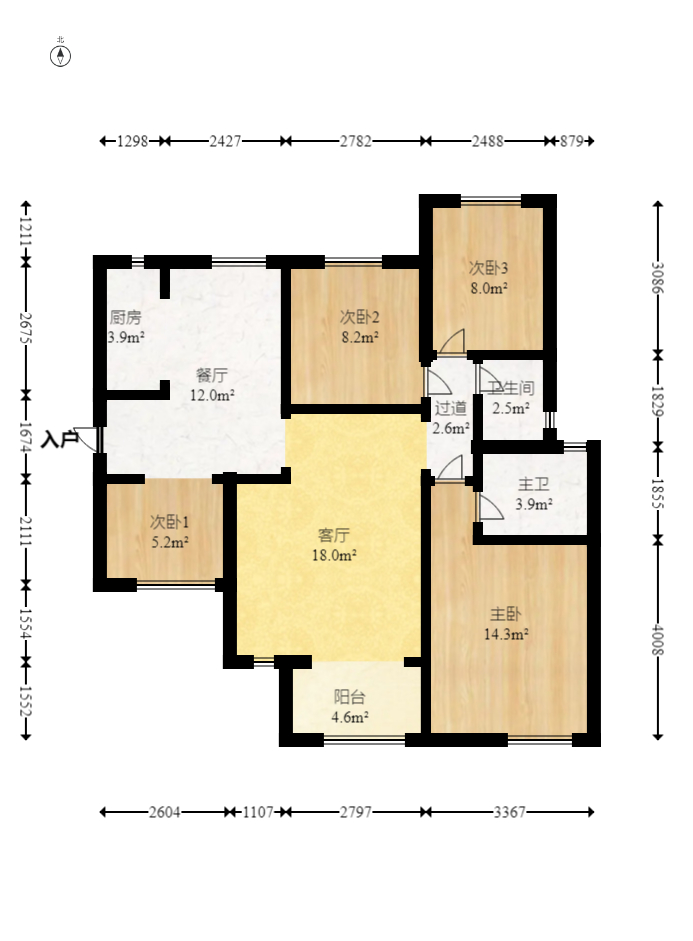 国泰九龙湾 3室2厅2卫 99.8万 国泰九龙湾 3室2厅2卫 99.8万户型图