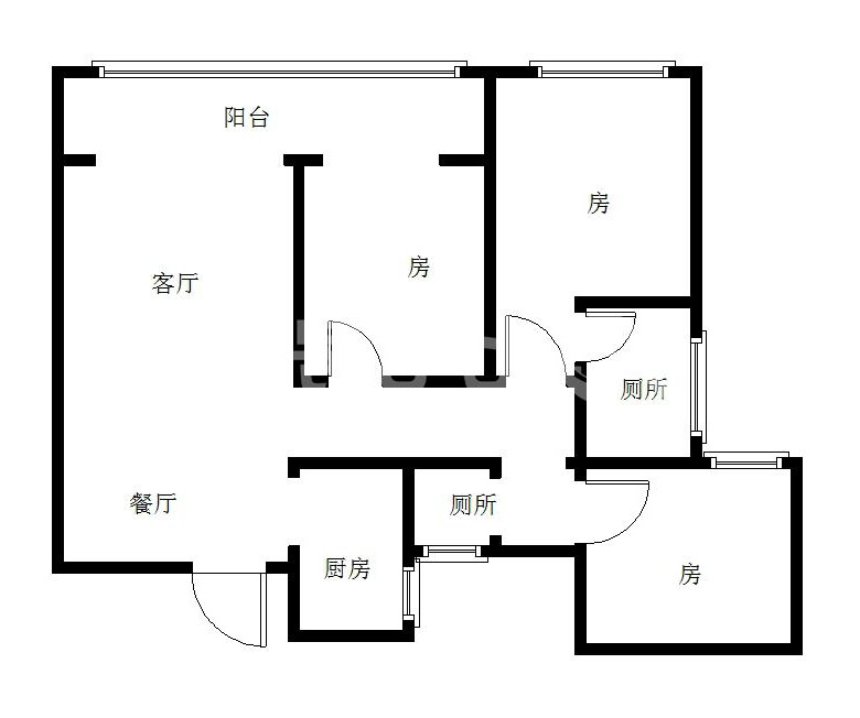 旗滨公园里  3室2厅2卫   70.80万室内图