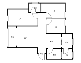 新华联紫荆苑  3室2厅2卫   92.00万室内图