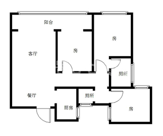 旗滨公园里  3室2厅2卫   59.00万室内图