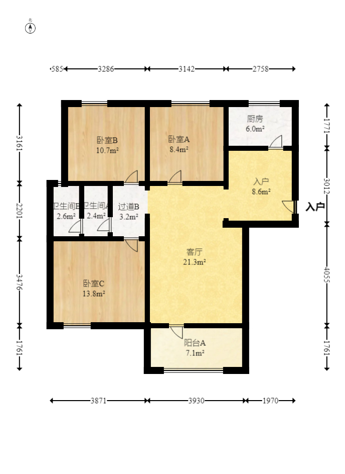 新城新世界一二三期  3室2厅1卫   105.00万室内图1