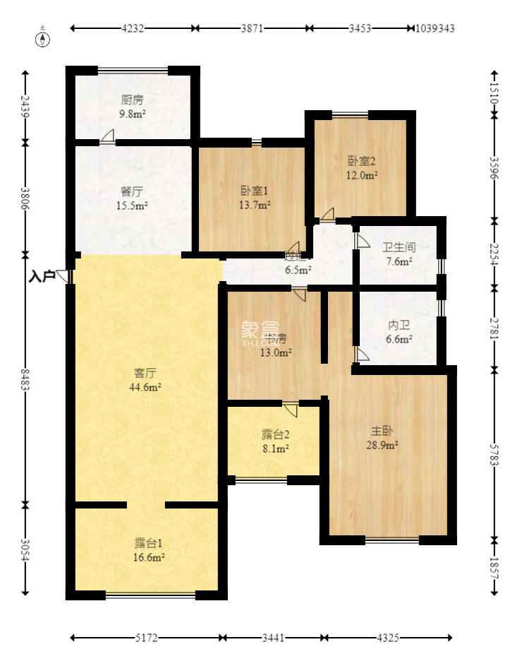 江河中央洋房  4室2厅2卫   337.80万